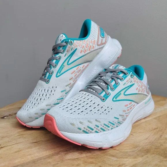 Brooks Glycerin 20 Running Shoes Women’s 9 Gray Coral Latigo Bay Aqua Blue - Picture 1 of 11